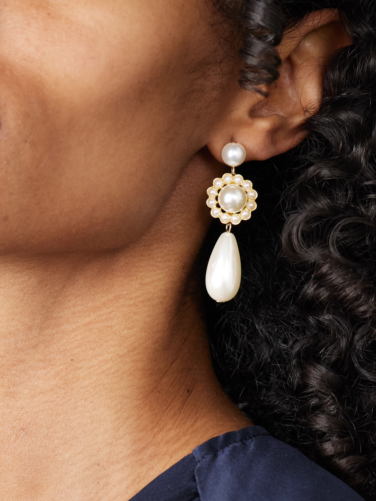 JENNIFER BEHR CARETTA GOLD-PLATED FAUX PEARL EARRINGS