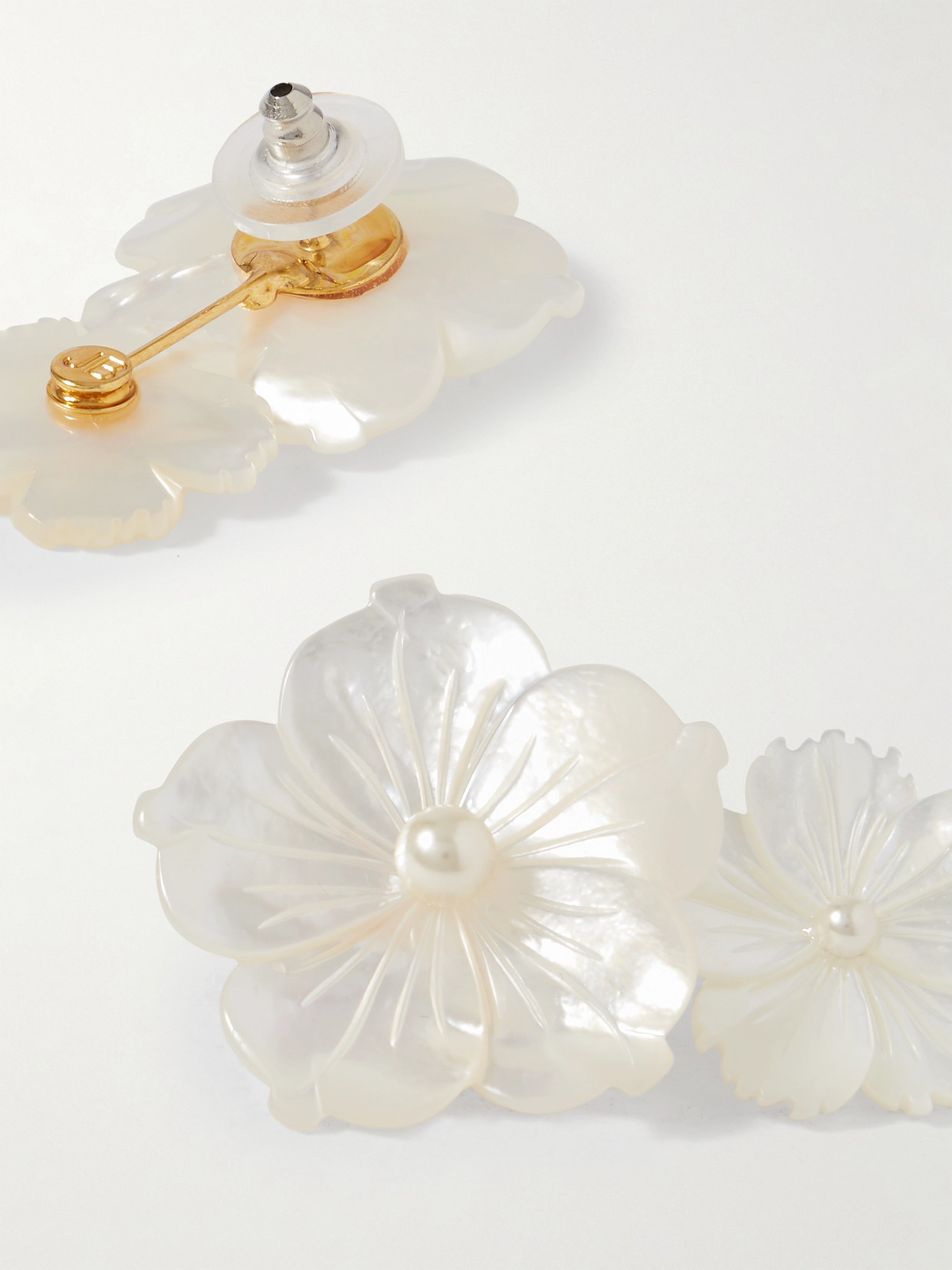 JENNIFER BEHR GENEVA MOTHER-OF-PEARL, GOLD-PLATED AND PEARL EARRINGS