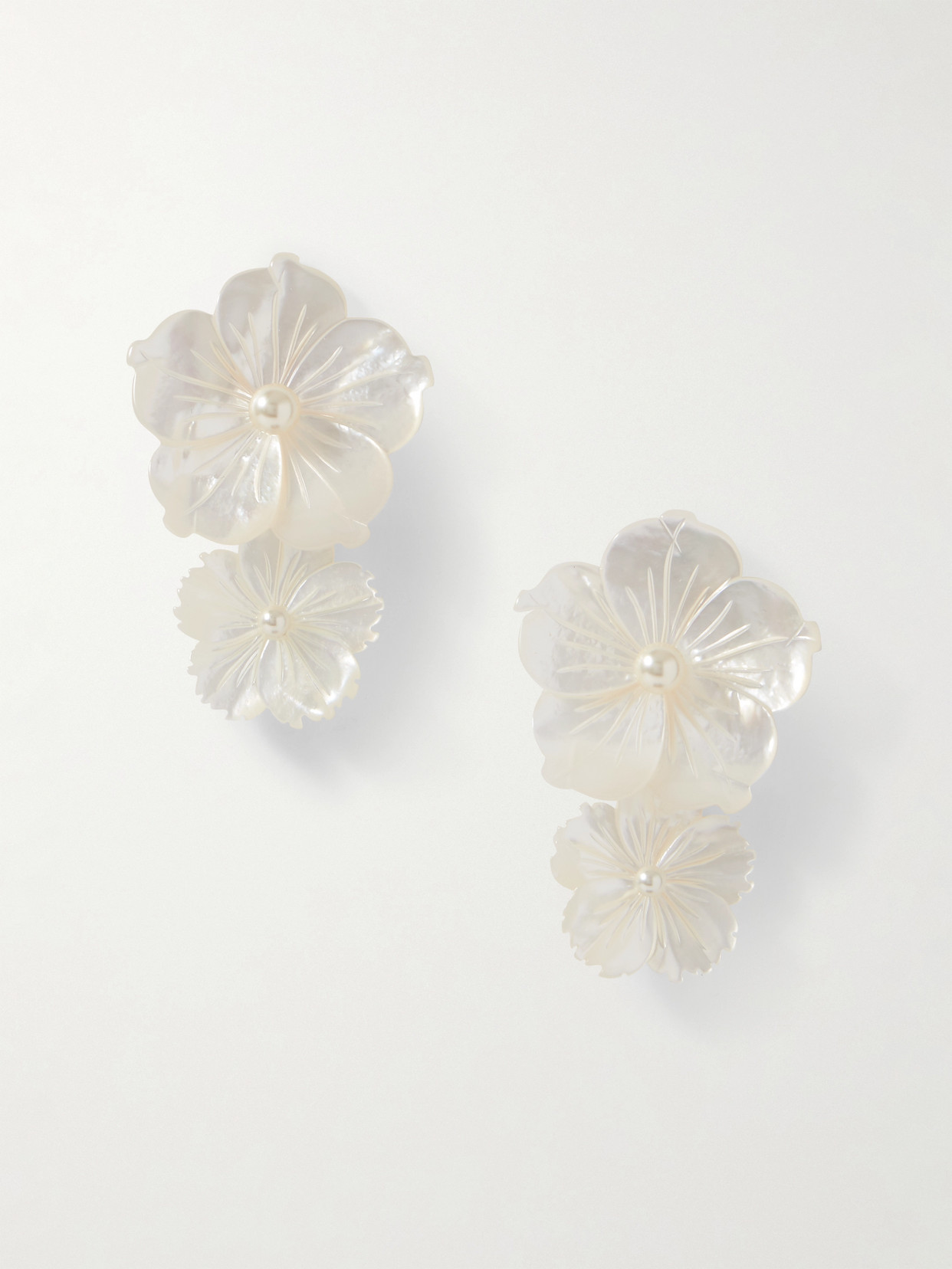 Jennifer Behr Geneva Mother-of-pearl, Gold-plated And Pearl Earrings In Ivory