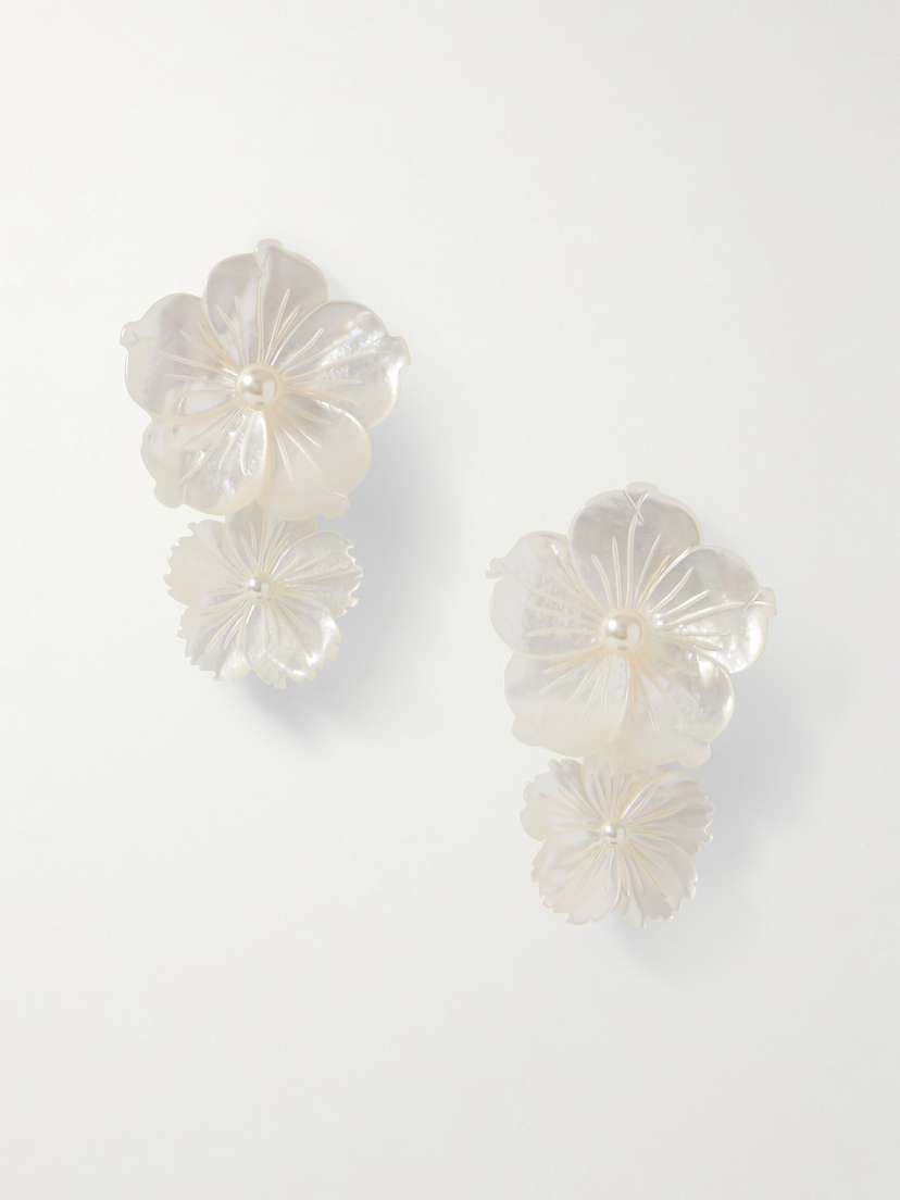 Jennifer Behr Geneva Mother-of-pearl, Gold-plated And Pearl Earrings