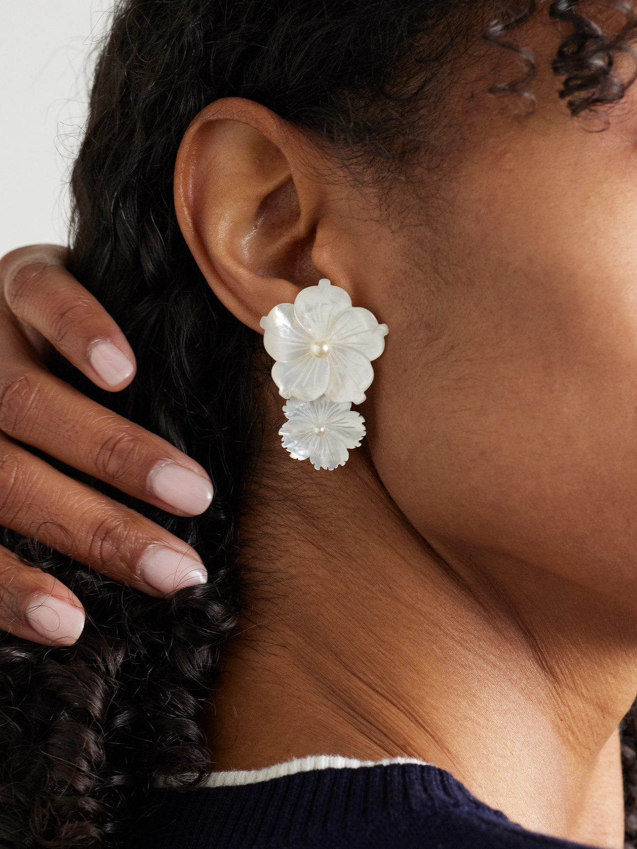 JENNIFER BEHR GENEVA MOTHER-OF-PEARL, GOLD-PLATED AND PEARL EARRINGS