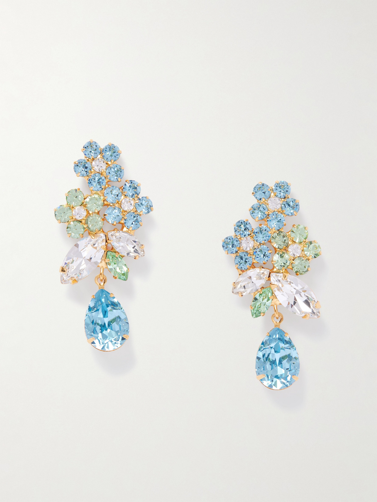 Jennifer Behr Bouquet Gold-plated Crystal Earrings In Blue