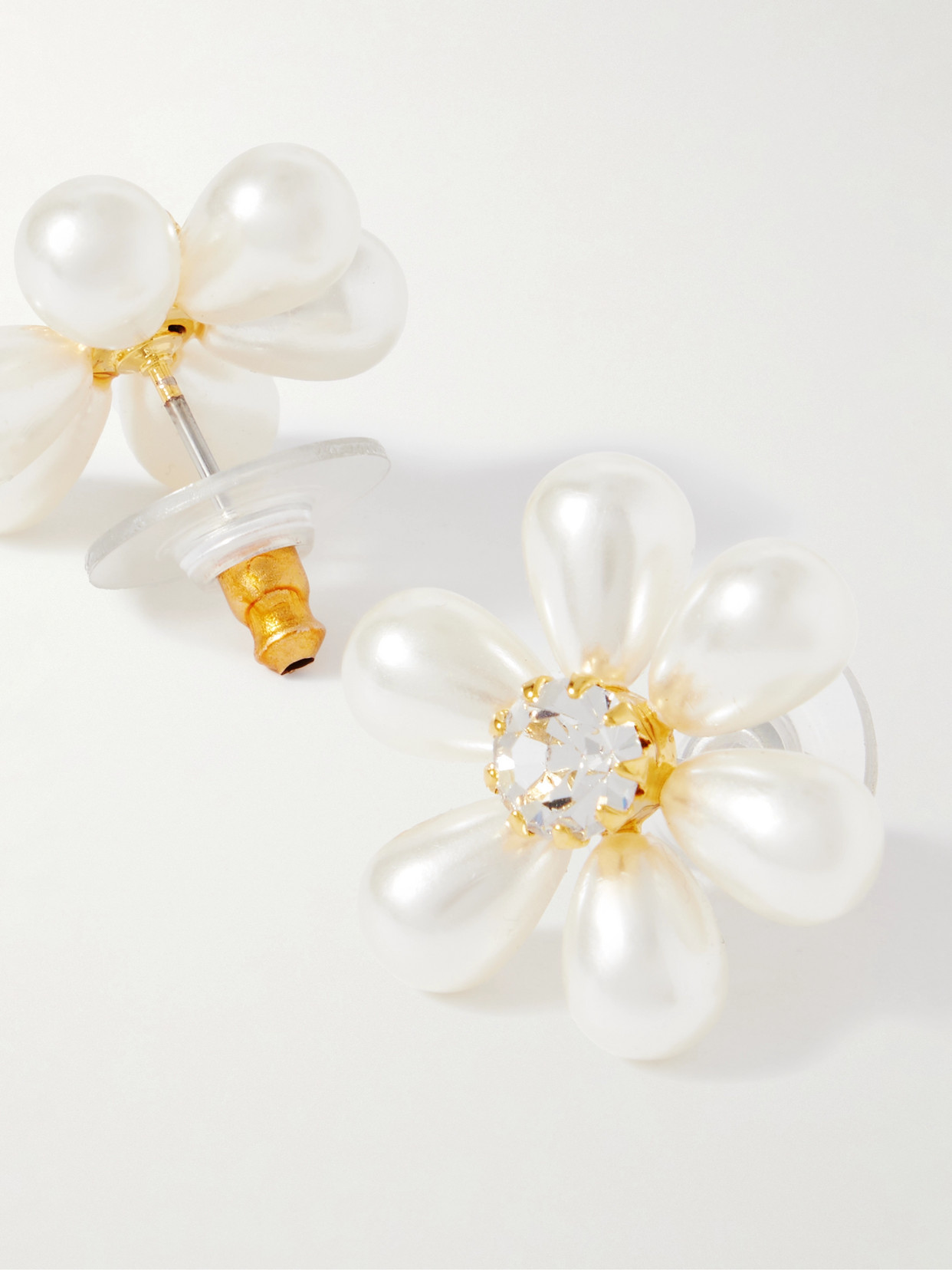 JENNIFER BEHR LAENA GOLD-PLATED, FAUX PEARL AND CRYSTAL EARRINGS