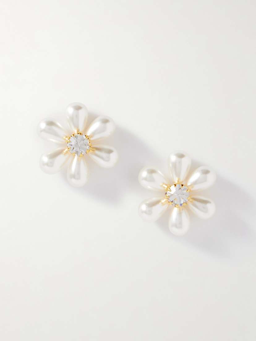 Jennifer Behr Laena Gold-plated, Faux Pearl And Crystal Earrings