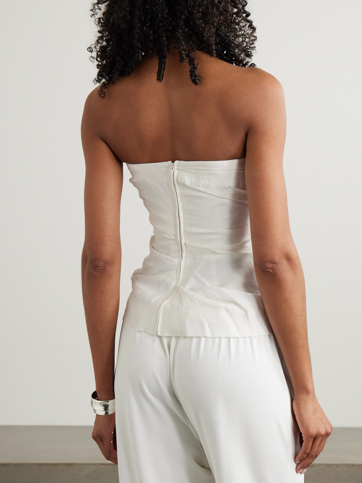 Shop Tove Izel Linen Bandeau Top In Off-white