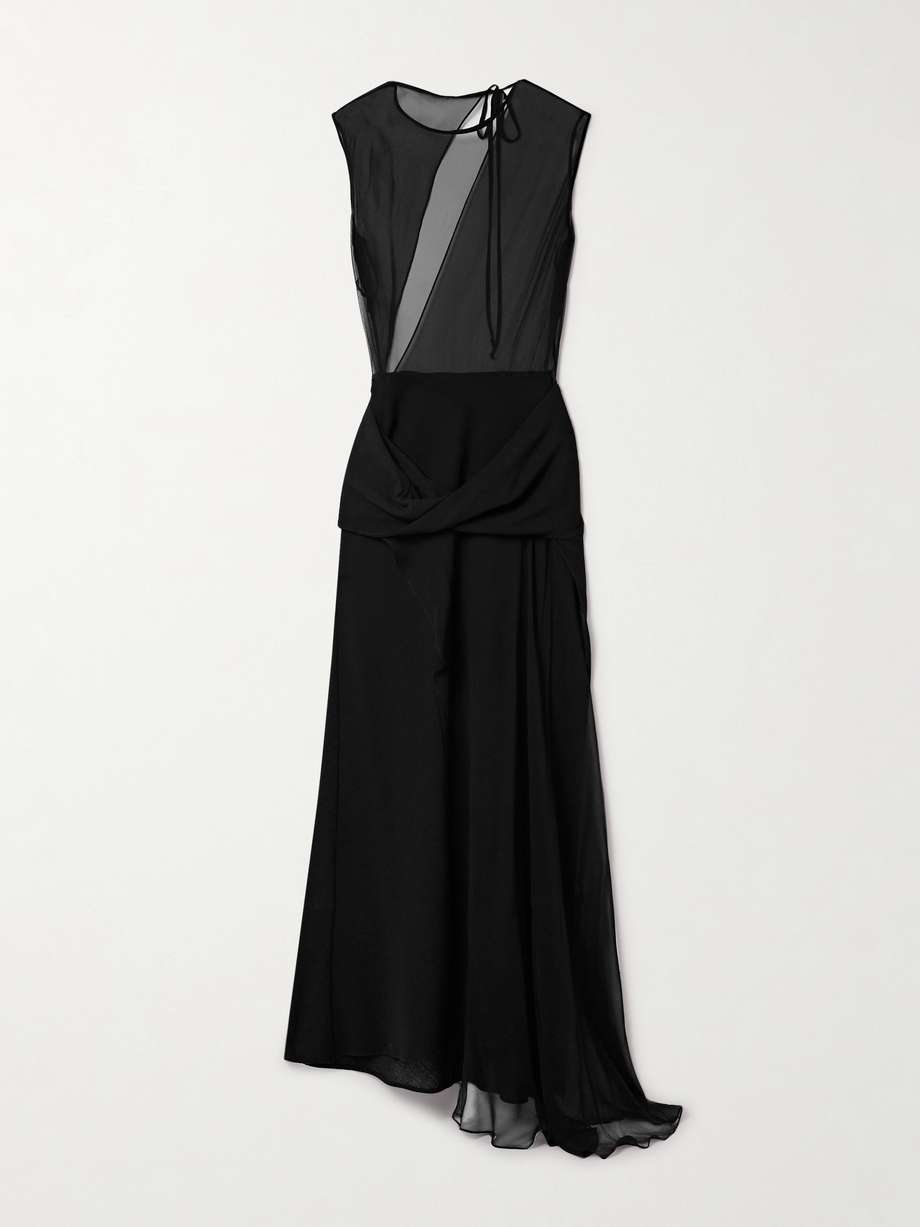 esme layered draped silk-chiffon and wool-crepe maxi dress