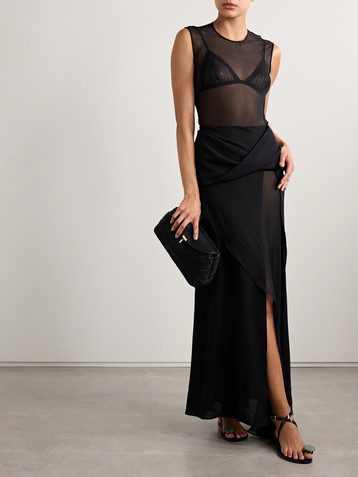 TOVE Esme layered draped silk-chiffon and wool-crepe maxi dress