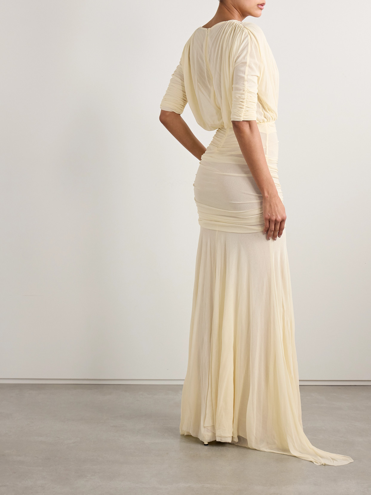 Tove Womens Devi Gathered Stretch-jersey Maxi Dress Lemon In Yellow