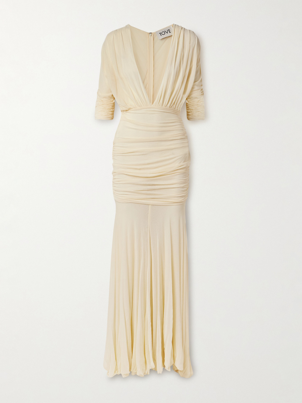 Tove Womens Devi Gathered Stretch-jersey Maxi Dress Lemon In Yellow