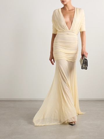 TOVE Devi draped gathered jersey maxi dress