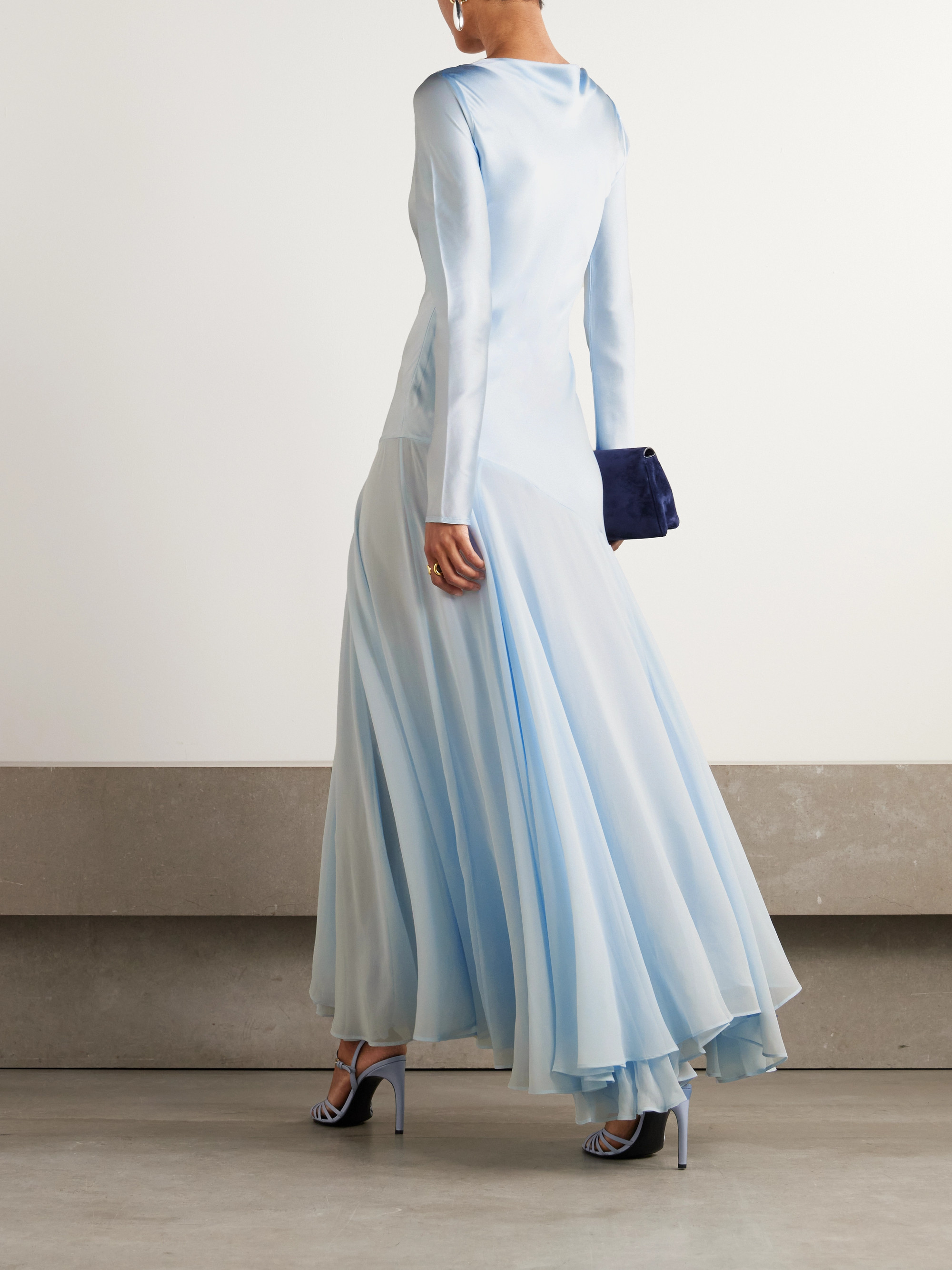 TOVE Cordelia silk-satin and chiffon maxi dress