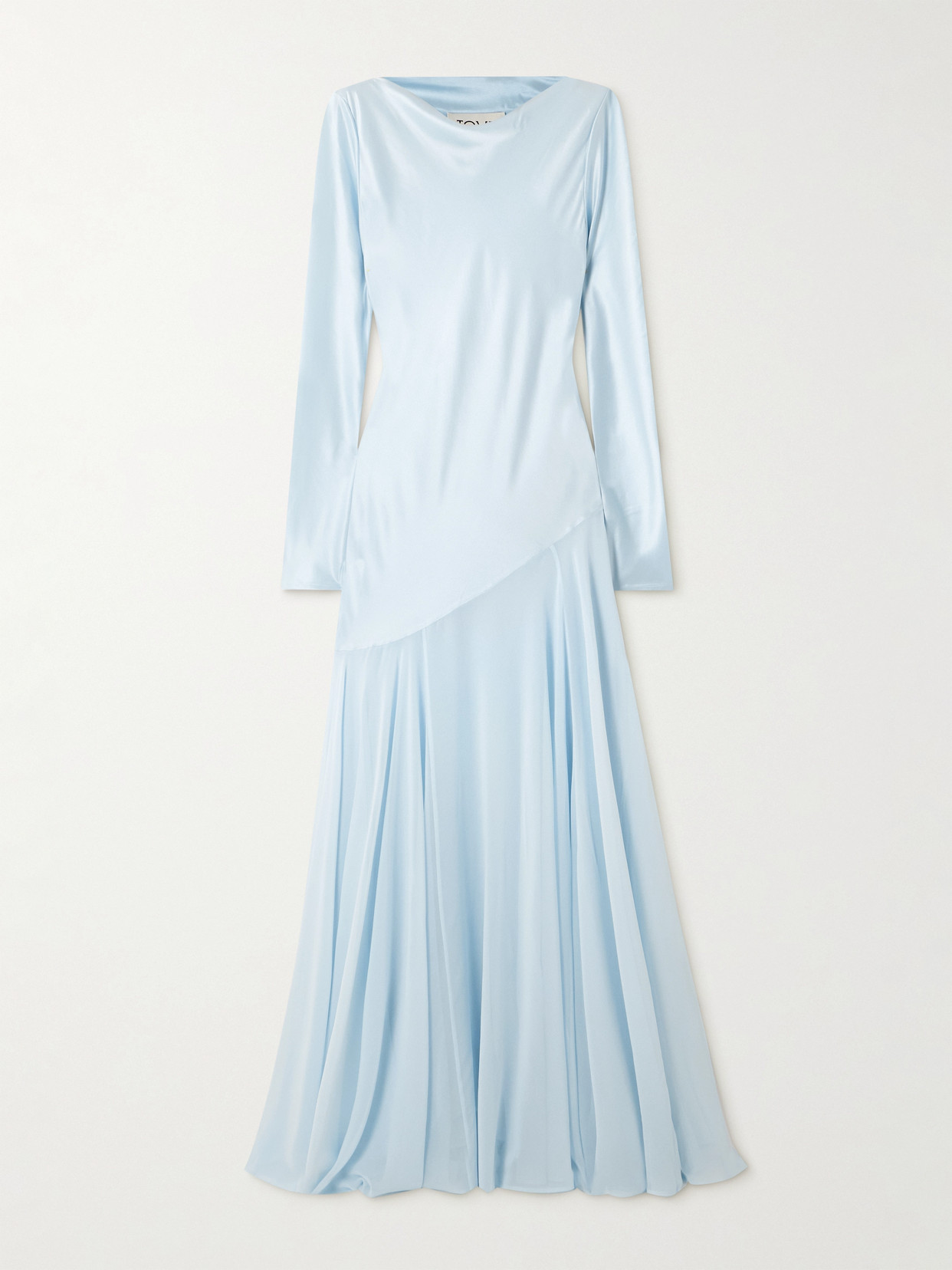 Tove Cordelia Silk-satin And Chiffon Maxi Dress In Blue