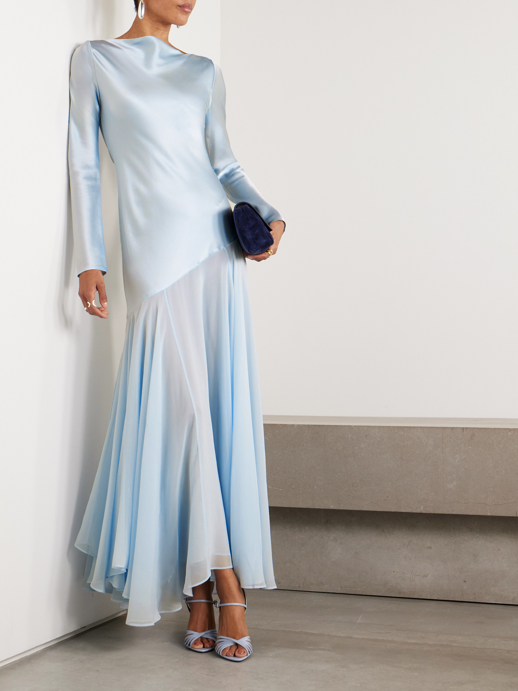 TOVE Cordelia silk-satin and chiffon maxi dress