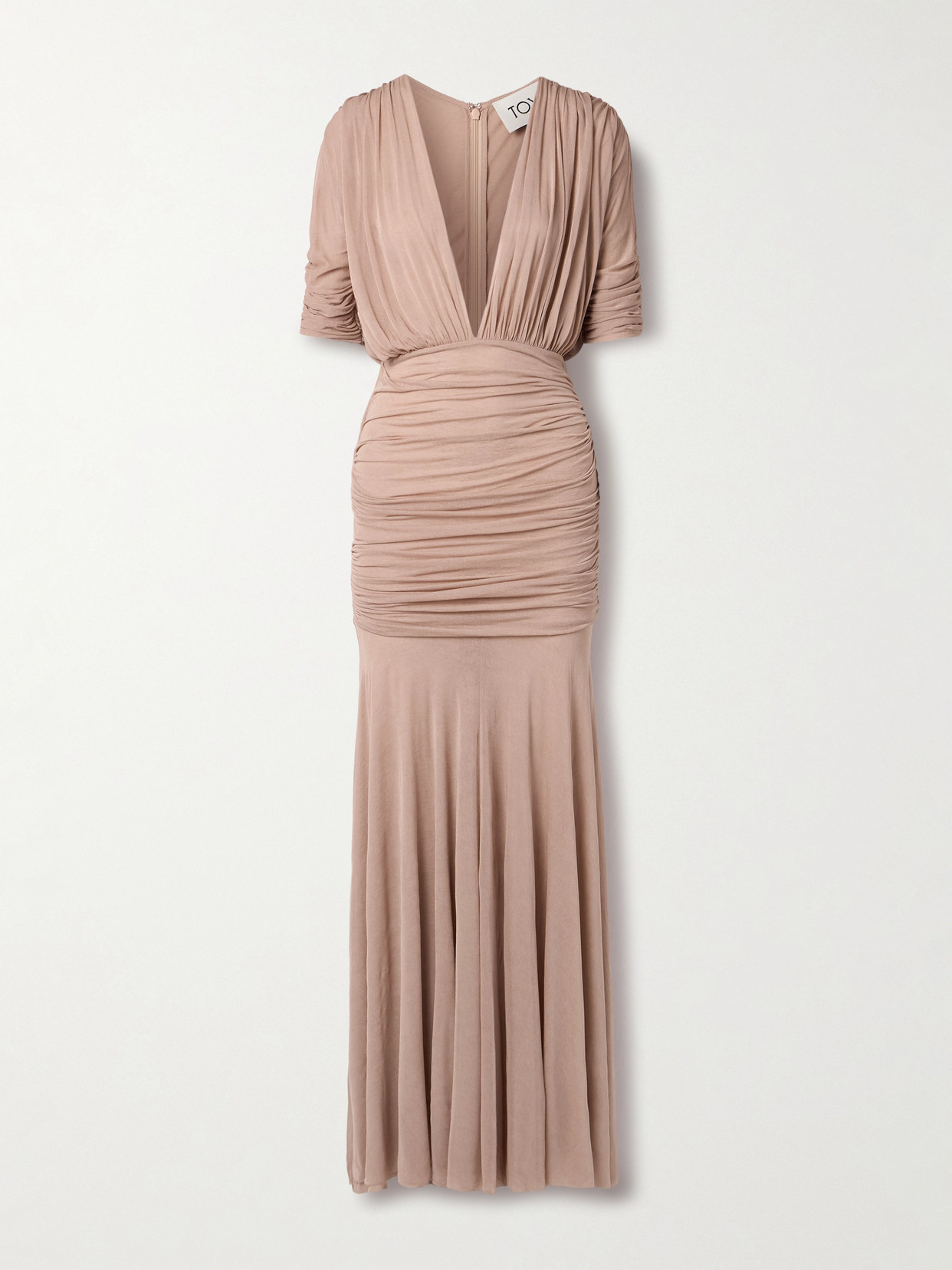 Tove Devi Ruched Jersey Maxi Dress In Pink