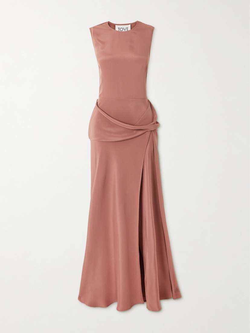 Tove Jadi Cutout Draped Satin Maxi Dress
