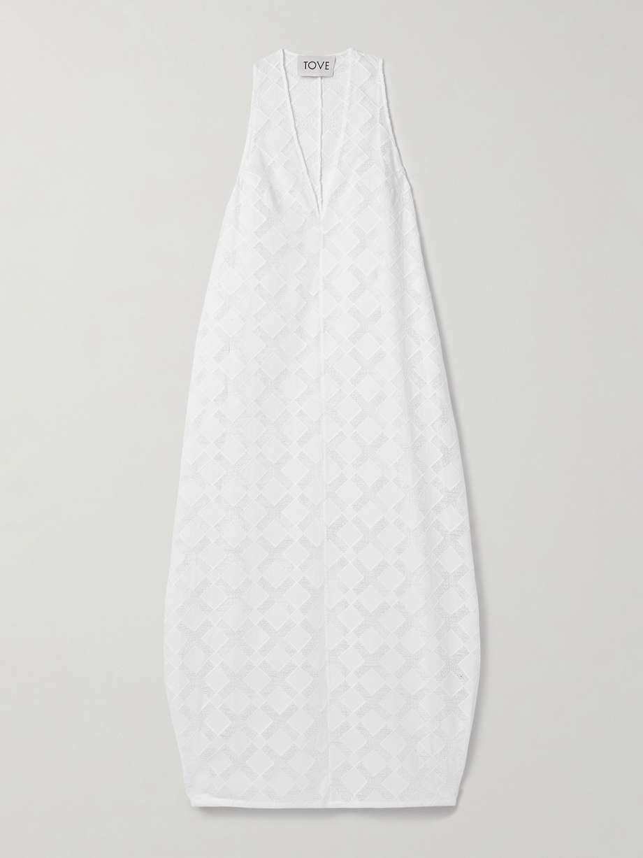 agel paneled gauze and voile maxi dress