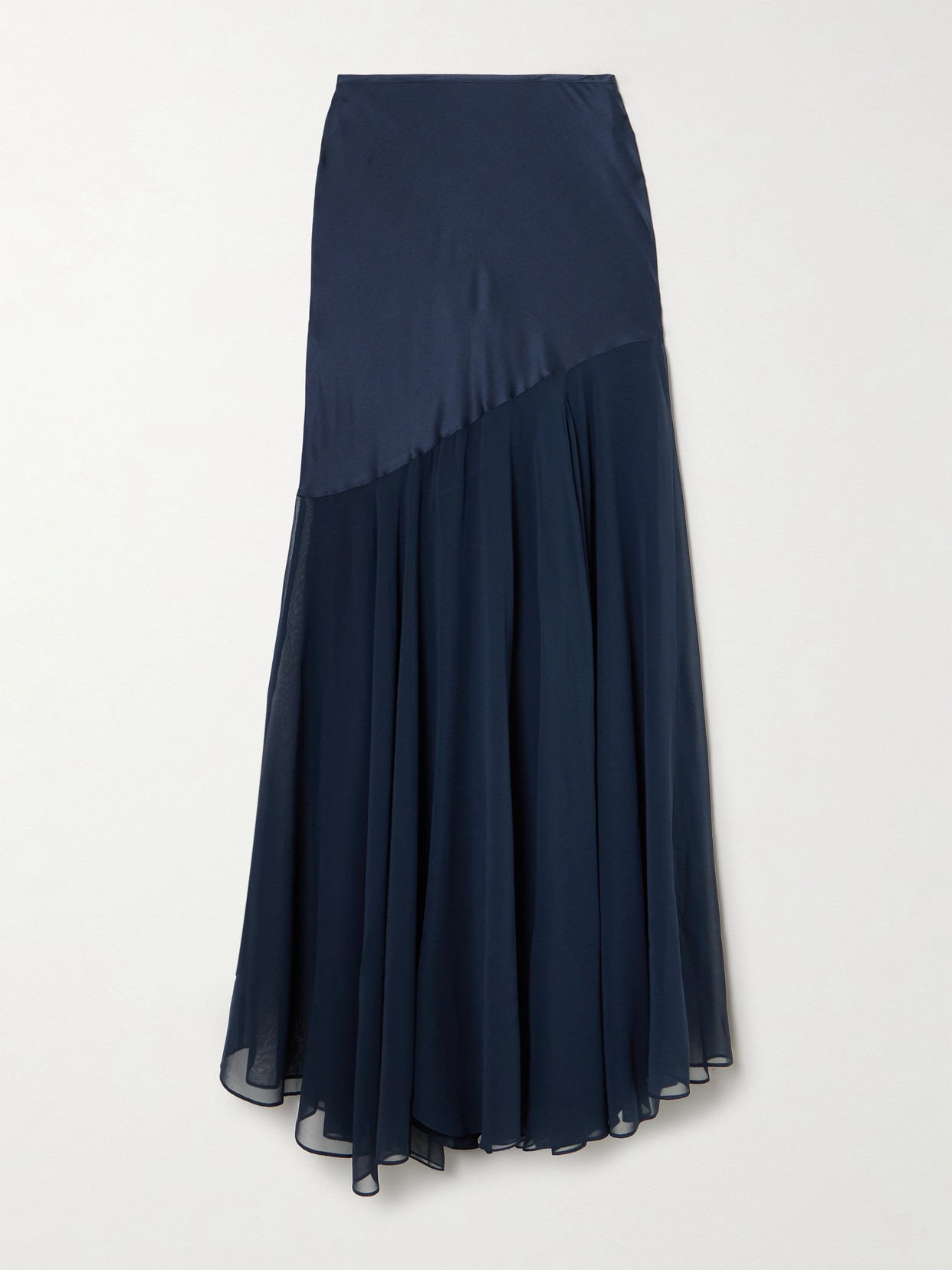 Tove Sinead Asymmetric Silk-satin And Georgette Maxi Skirt In Blue