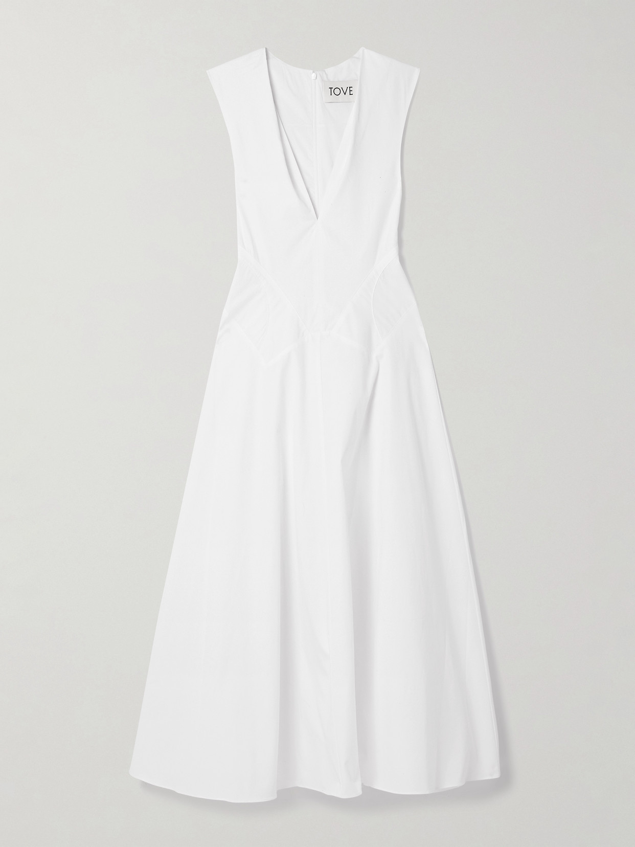 Tove Anisa Paneled Cotton-poplin Midi Dress In White