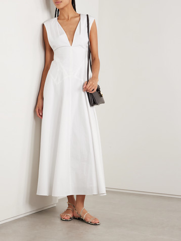TOVE Anisa paneled cotton-poplin midi dress