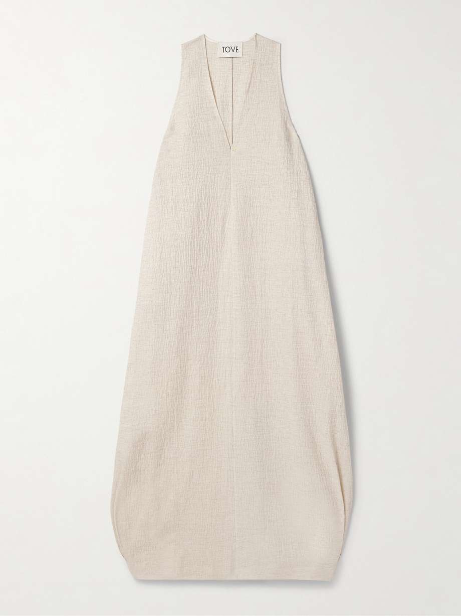 eladia crinkled cotton-blend maxi dress