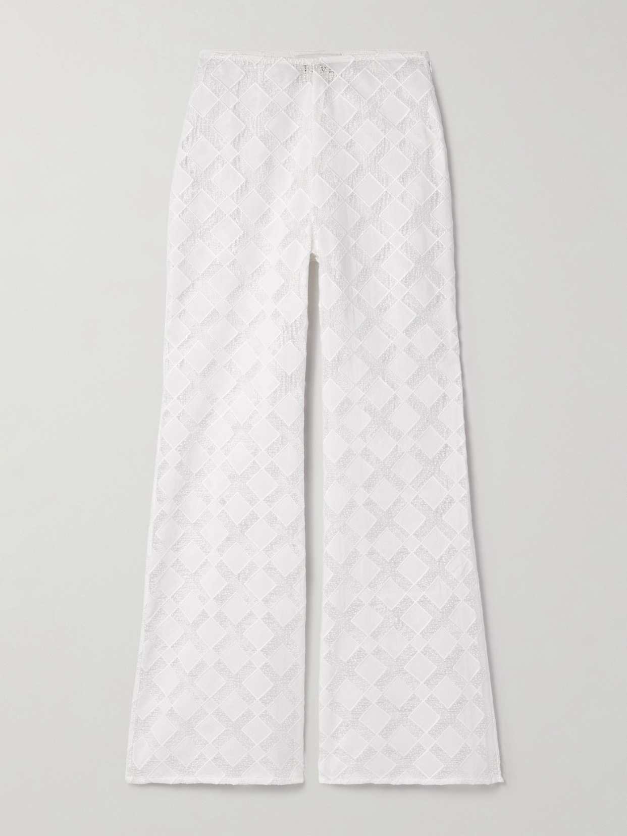Tove Kaia Paneled Gauze And Voile Straight-leg Pants In White