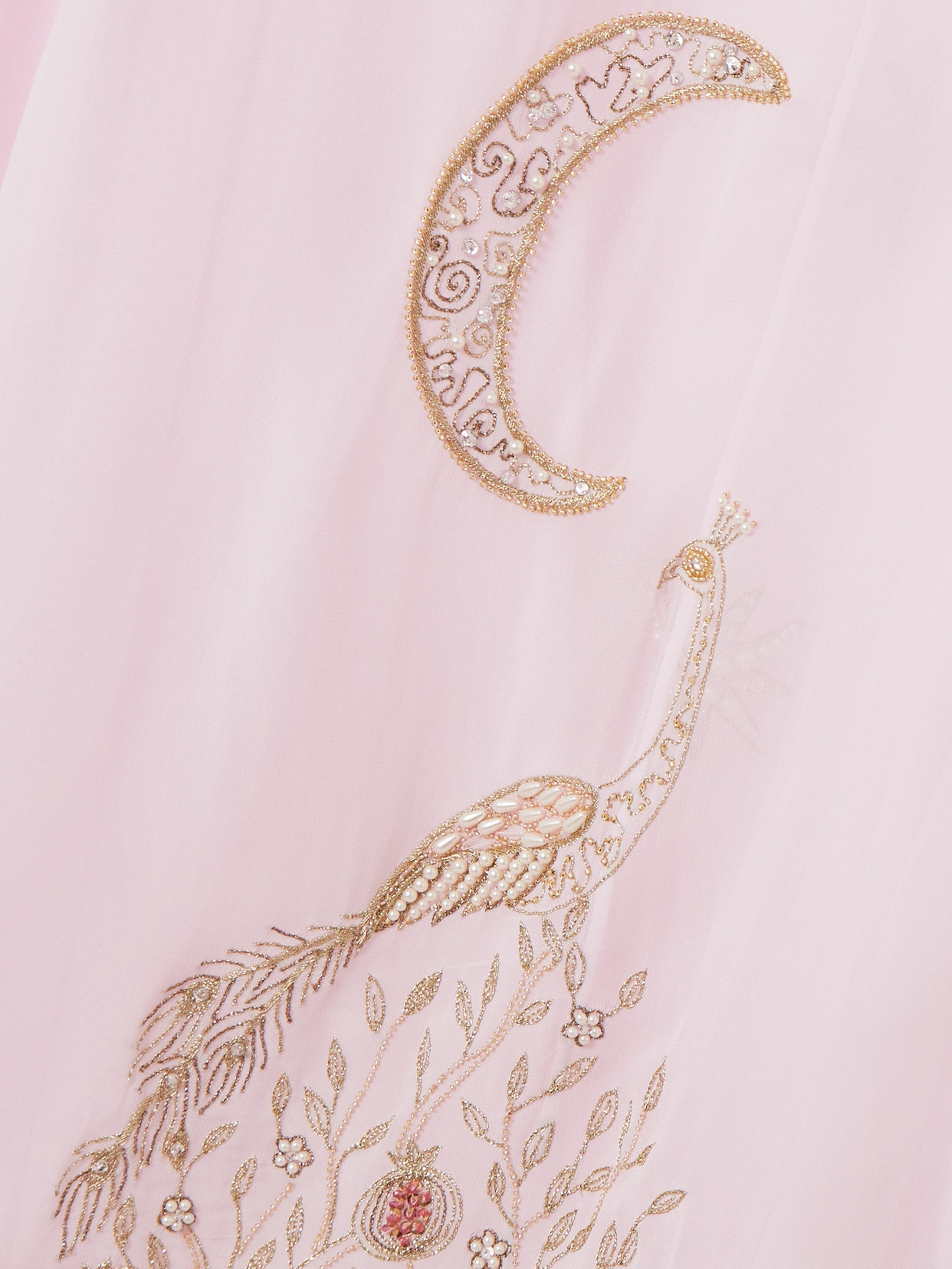 Clio Peppiatt Nova Satin-trimmed Embellished Georgette Cape In Pink