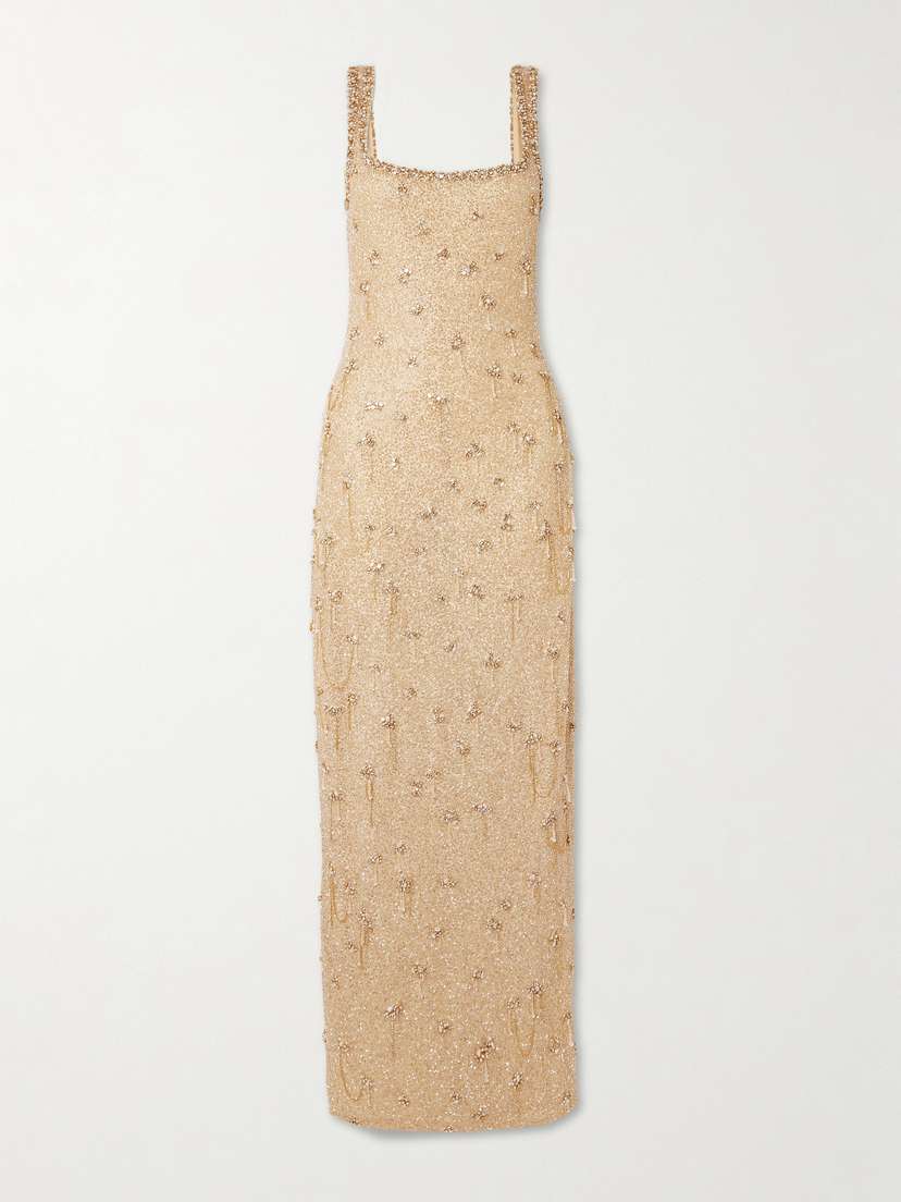 Clio Peppiatt Athena Embellished Beaded Tulle Gown