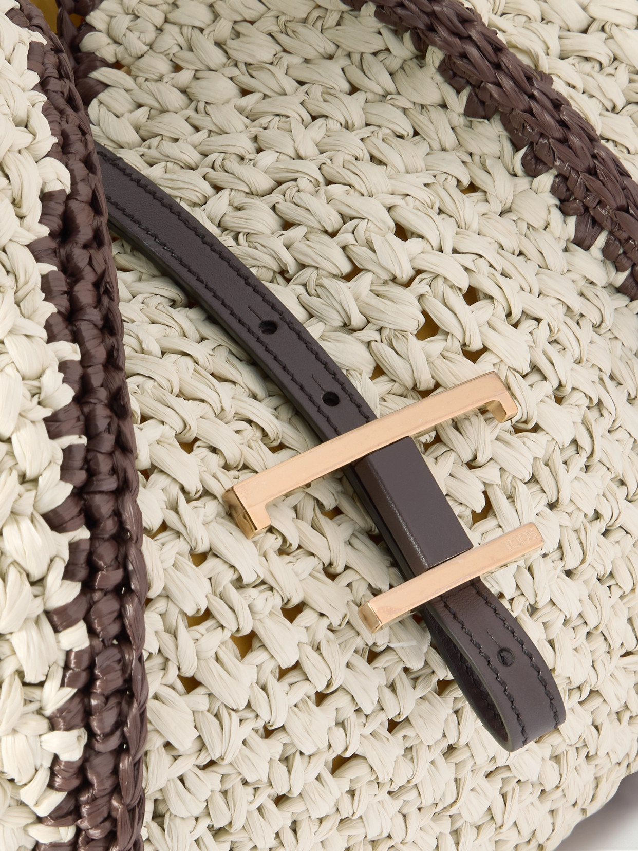 Tod's T Timeless Large Leather-trimmed Crocheted Raffia Tote
