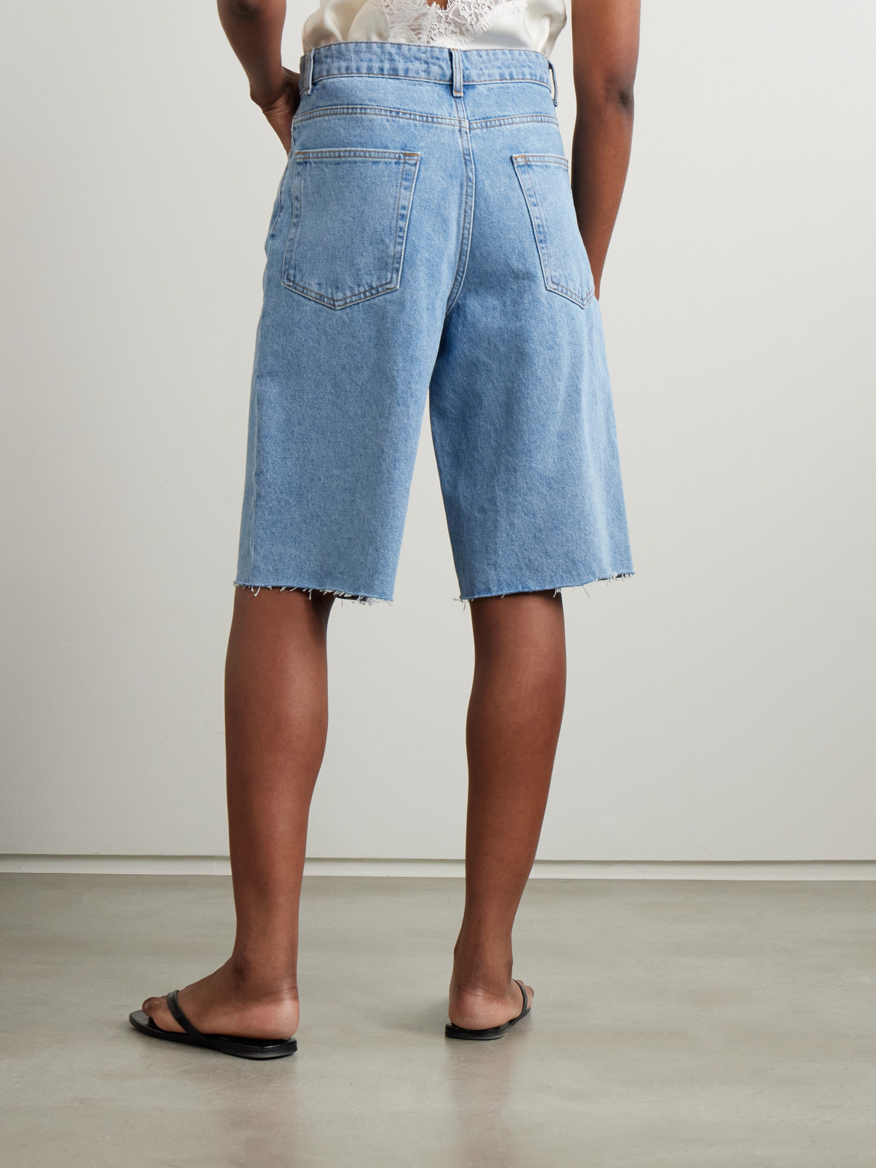 Rohe Frayed Denim Shorts In Blue