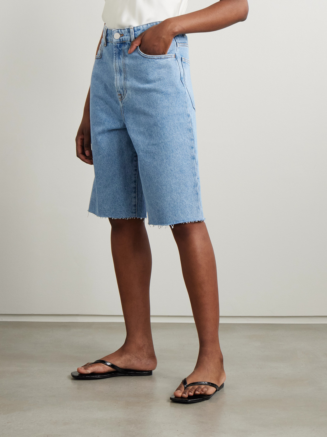 Rohe Frayed Denim Shorts In Blue