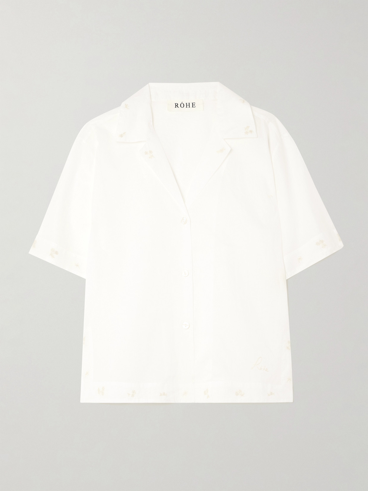 Rohe Embroidered Silk-organza Shirt In Off-white