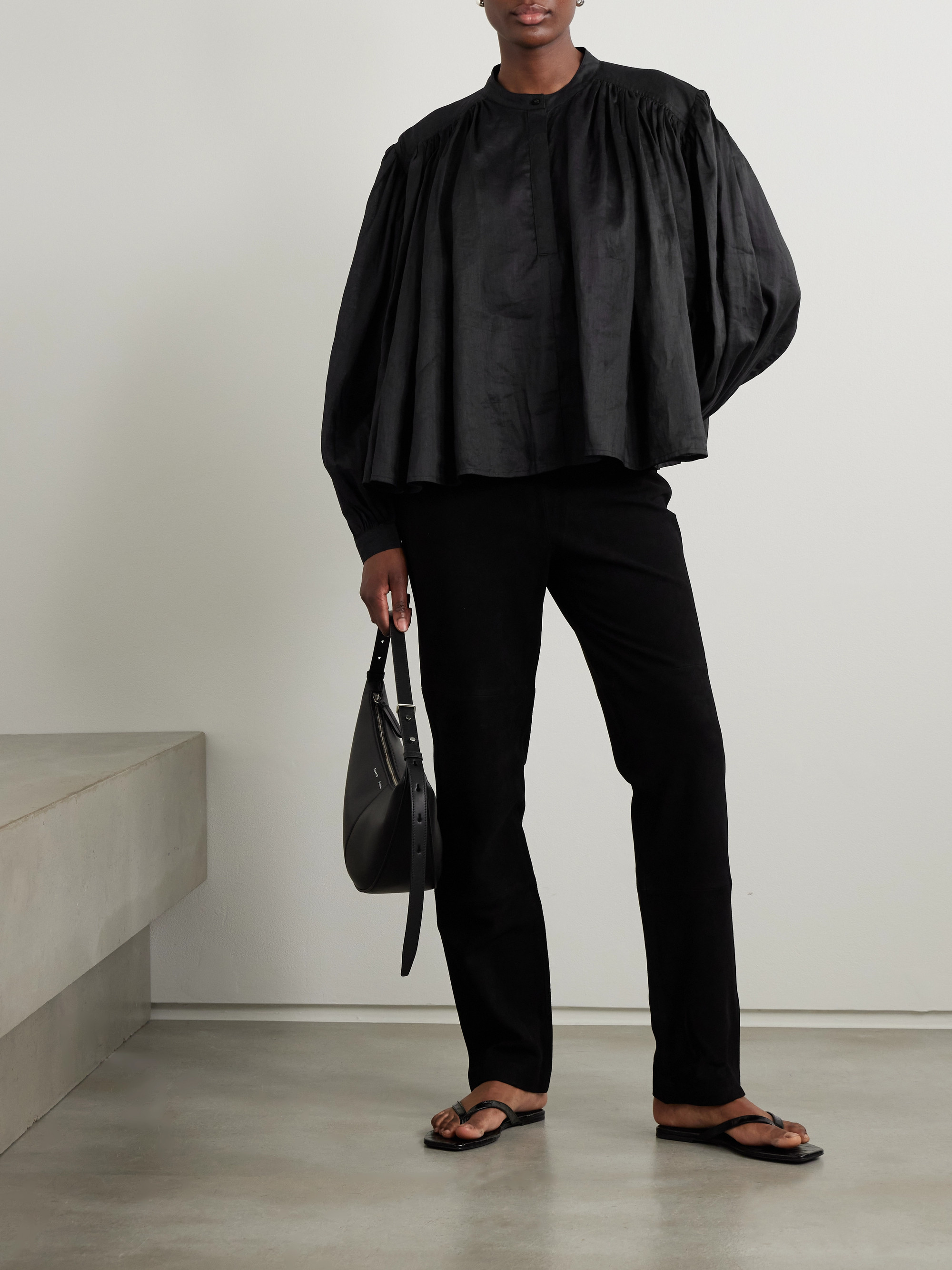 Róhe Gathered ramie-voile blouse