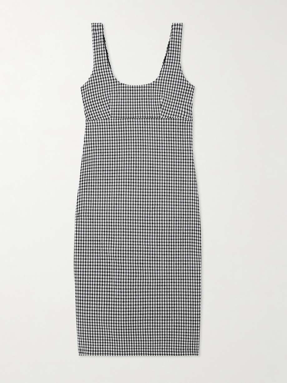 gingham seersucker mini dress