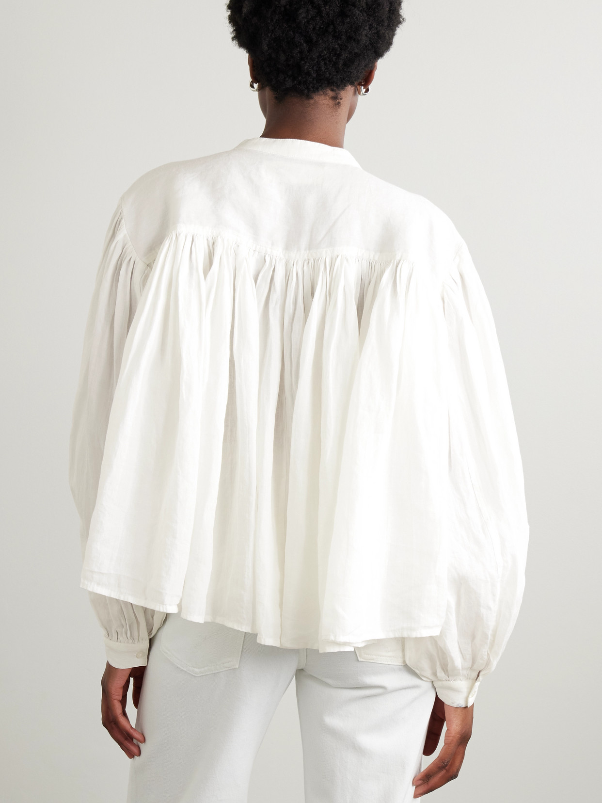 Shop Rohe Gathered Ramie-voile Blouse In White
