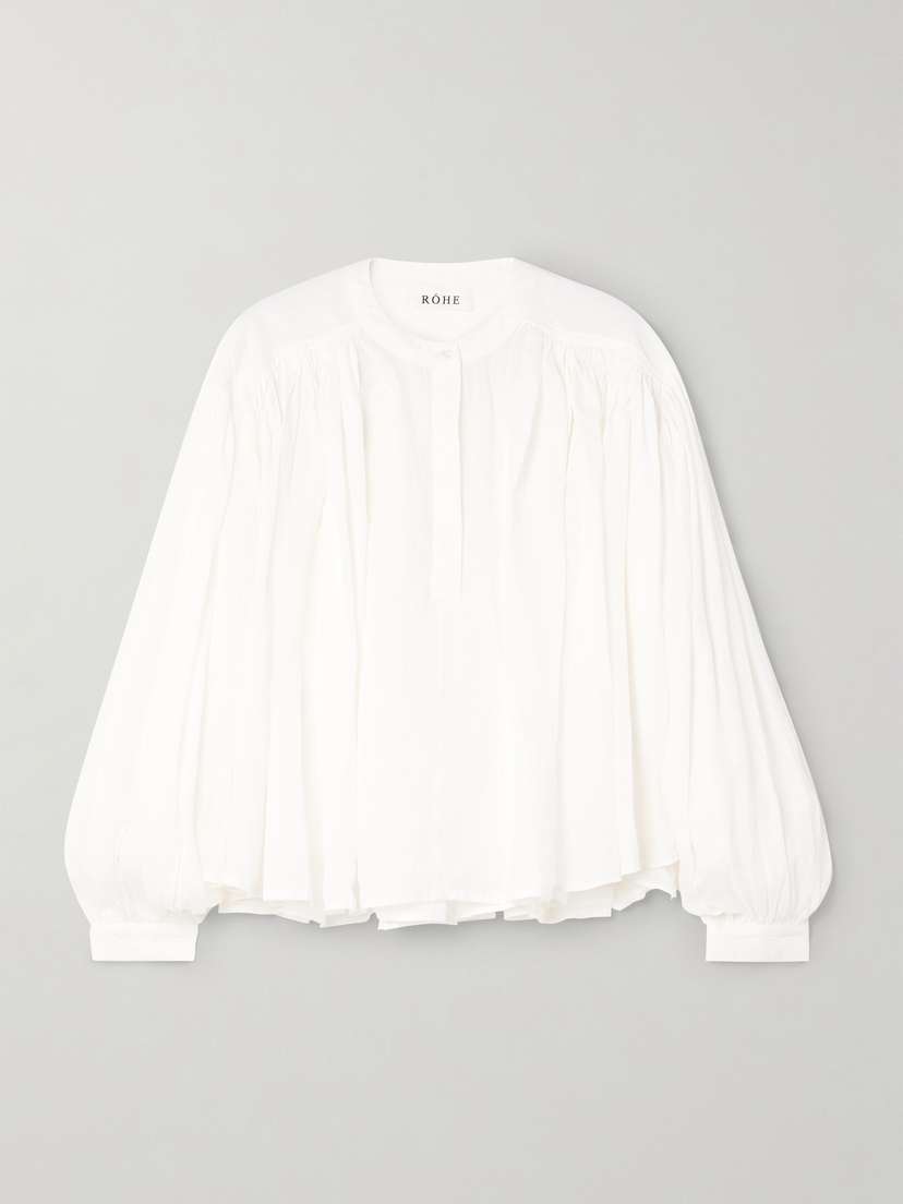 RÓHE Gathered Ramie-voile Blouse