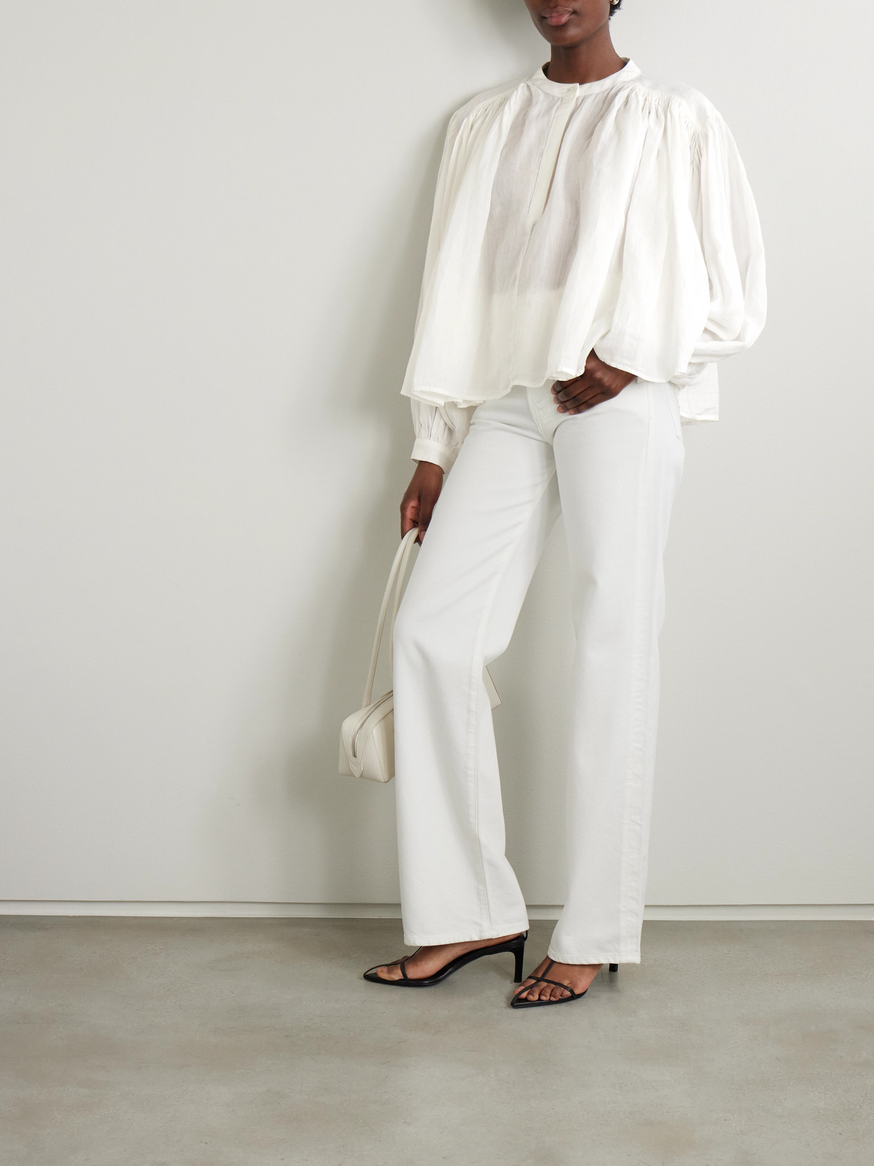 Shop Rohe Gathered Ramie-voile Blouse In White