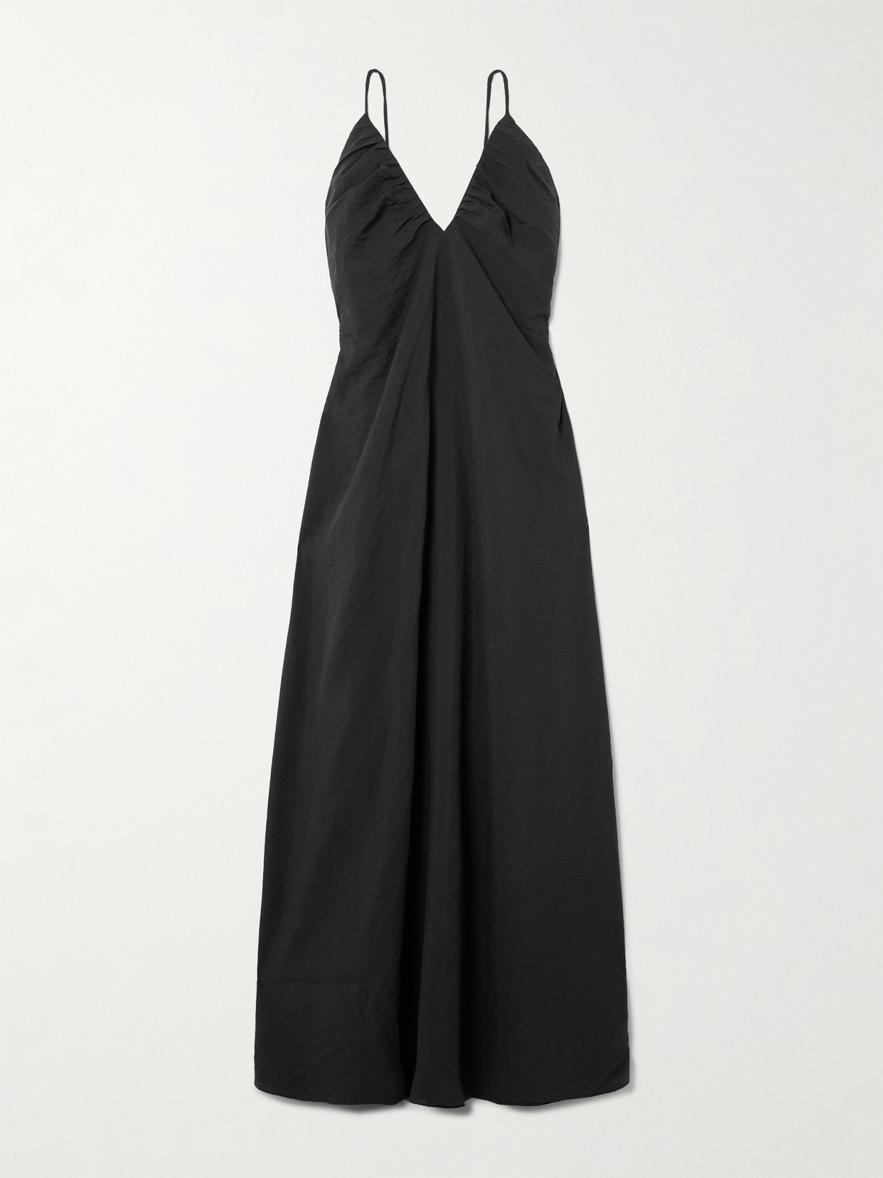 Rohe Gathered Open-back Silk-blend Crepe Maxi Dress In Black