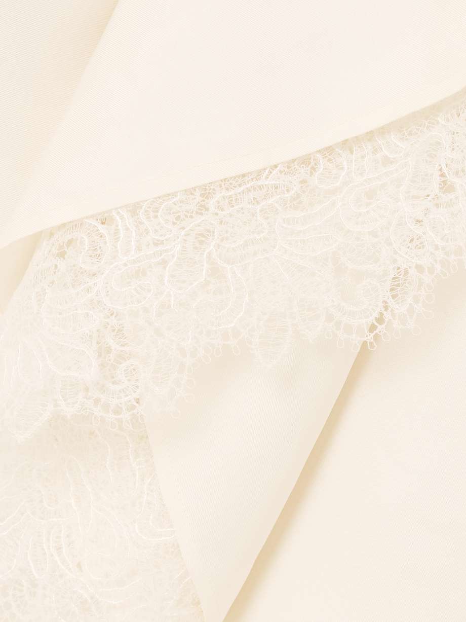tie-back lace-trimmed silk maxi dress