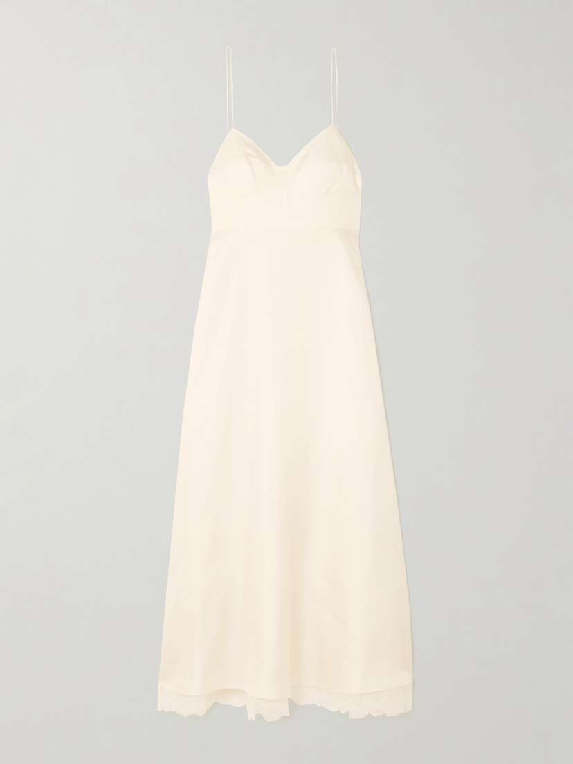 RÓHE Tie-back Lace-trimmed Silk Maxi Dress