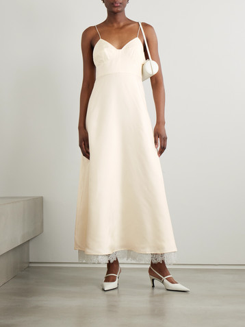 Róhe Tie-back lace-trimmed silk maxi dress