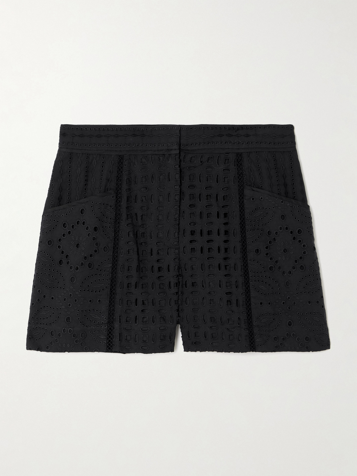 Veronica Beard Fabian Broderie Anglaise Cotton Shorts In Black