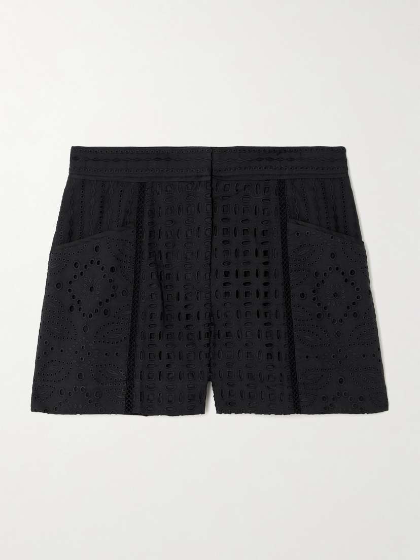 Veronica Beard Fabian Broderie Anglaise Cotton Shorts
