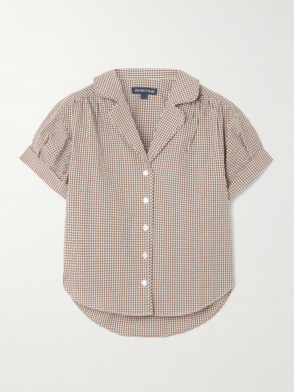 Veronica Beard Ilene Gingham Cotton-blend Blouse In Brown