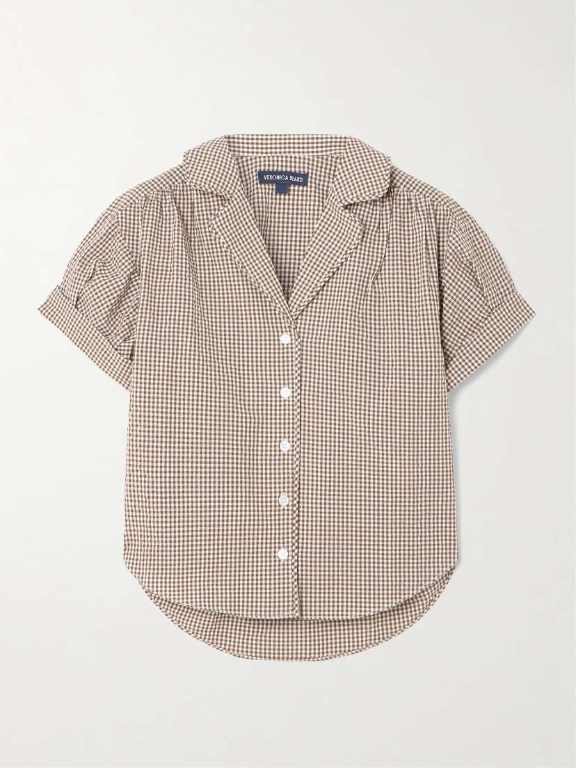 Veronica Beard Ilene Gingham Cotton-blend Blouse