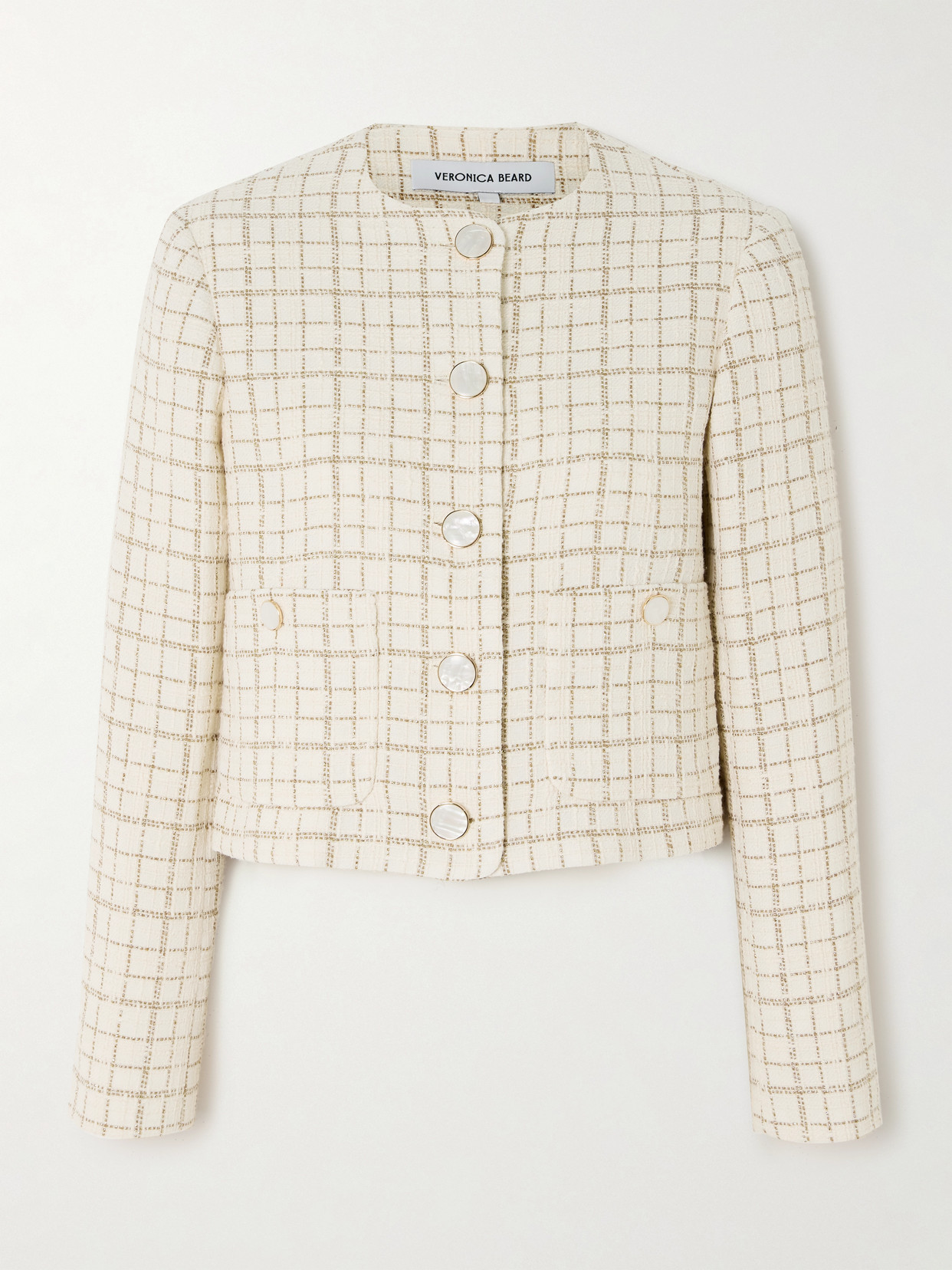 Veronica Beard Andrea Metallic Cotton-blend Tweed Jacket In Ivory