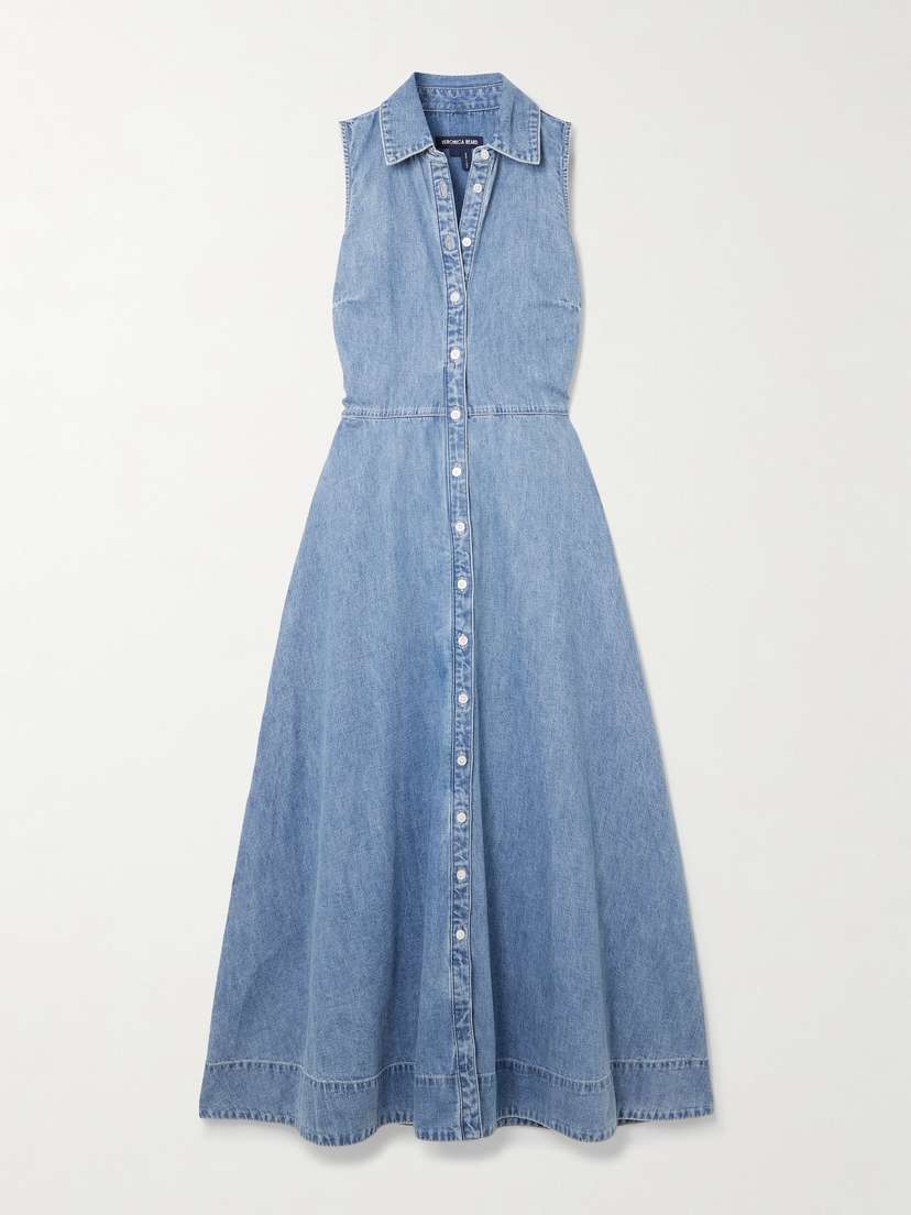 Veronica Beard Fuller Denim Midi Shirt Dress