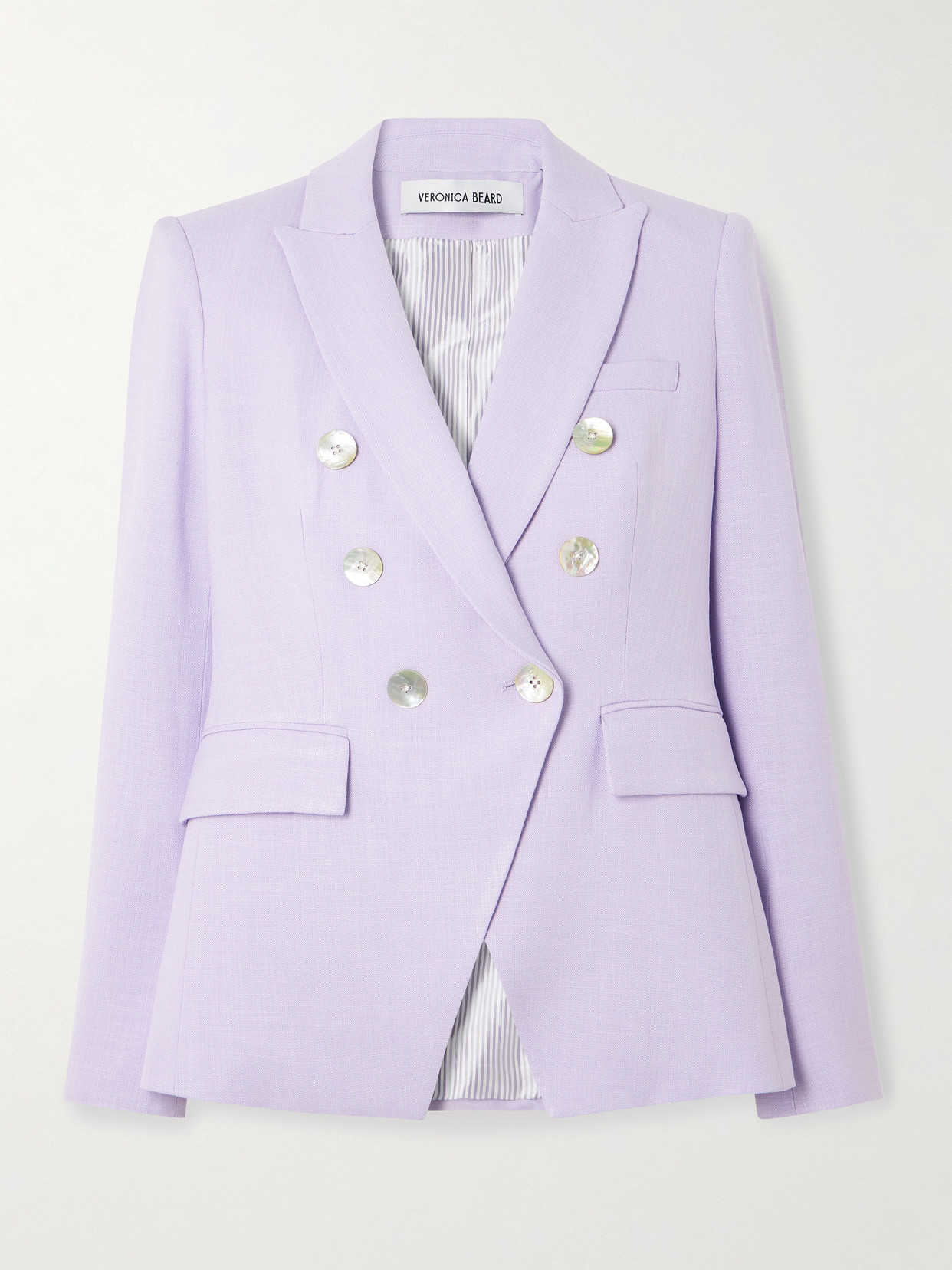 Veronica Beard Miller Dickey Double-breasted Woven Blazer In Purple