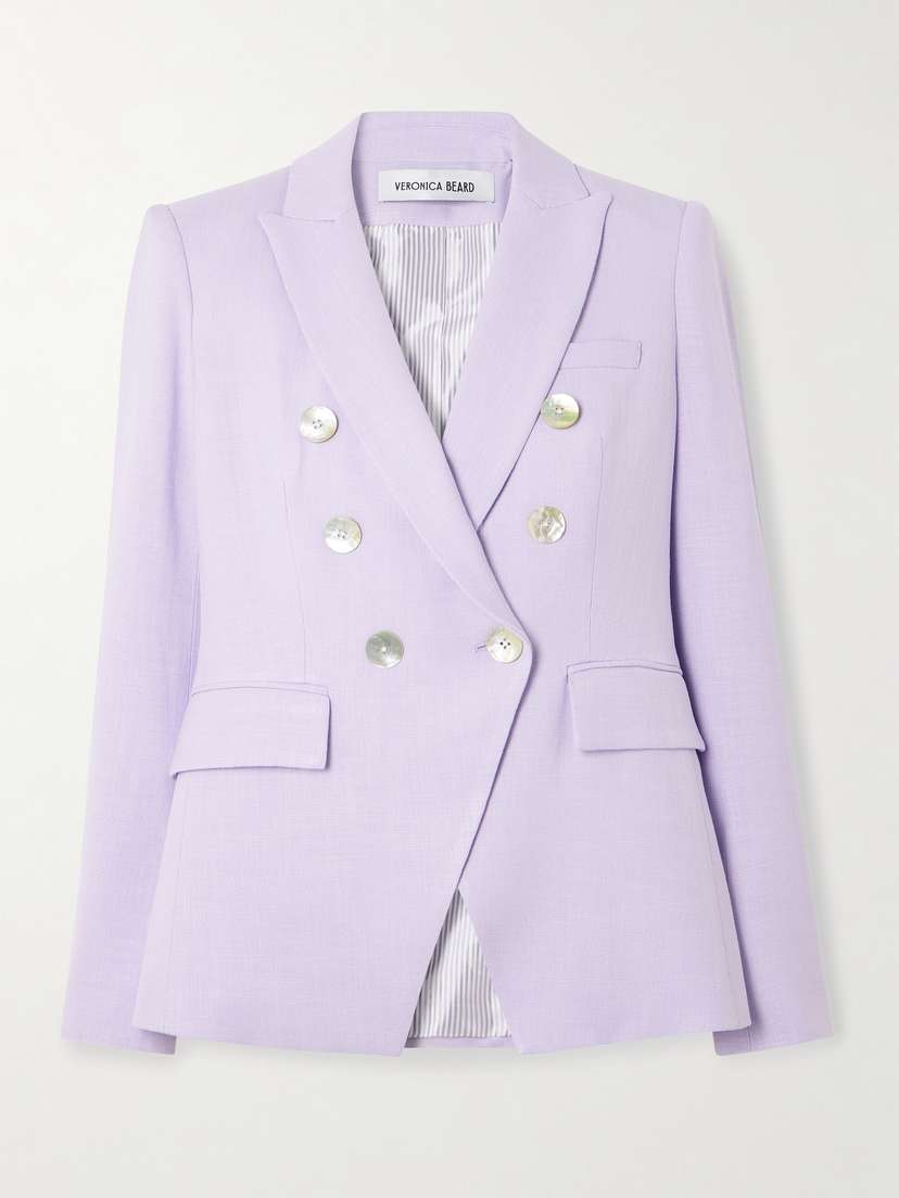 Veronica Beard Miller Dickey Double-breasted Woven Blazer