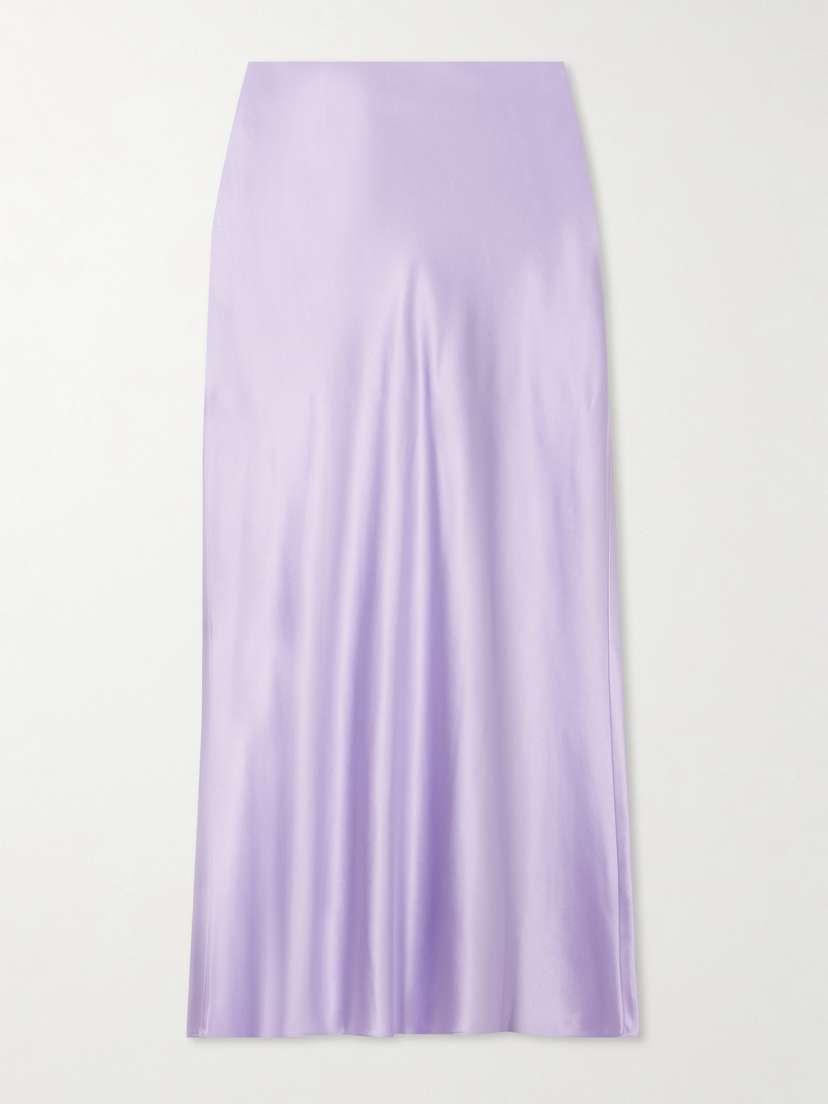 Veronica Beard Clover Silk-blend Satin Midi Skirt