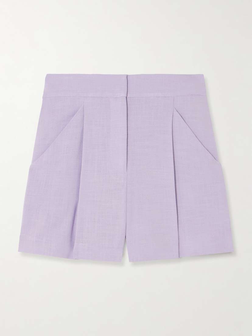 Veronica Beard Elbe Pleated Woven Shorts